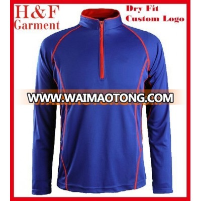 Dry fit Sport shirt long sleeve 1/4 zip up in royal blue