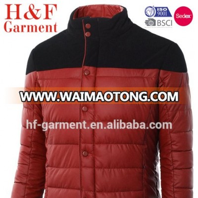 standing collar with quilted lining winter jacket for men